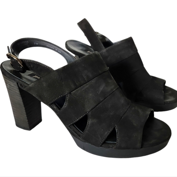 Paul green cutout chunky leather heels size 10 black - Picture 1 of 15